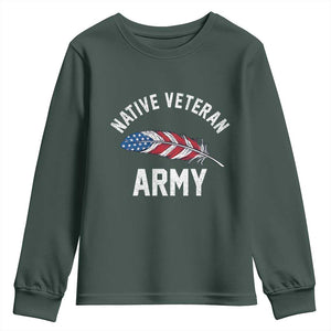 Native American Army Veteran US Flag Indigenous Soldier Youth Sweatshirt