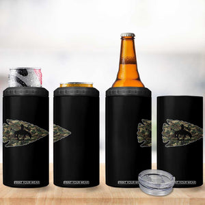 Arrowhead Hunter Native American Camouflage USA Flag 4 in 1 Can Cooler Tumbler