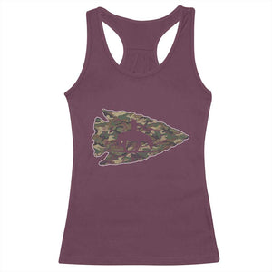 Arrowhead Hunter Native American Camouflage USA Flag Racerback Tank Top