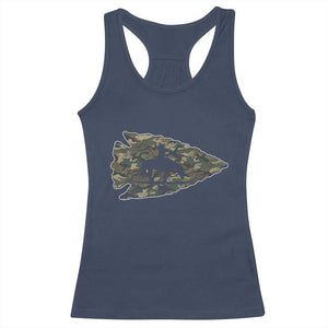 Arrowhead Hunter Native American Camouflage USA Flag Racerback Tank Top
