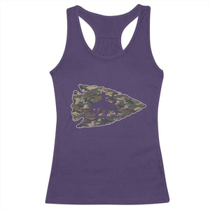 Arrowhead Hunter Native American Camouflage USA Flag Racerback Tank Top