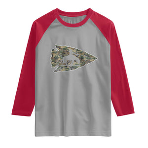 Arrowhead Hunter Native American Camouflage USA Flag Raglan Shirt