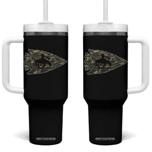 Arrowhead Hunter Native American Camouflage USA Flag Tumbler With Handle