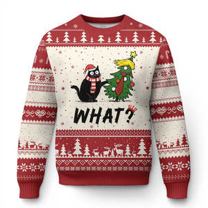 Black Cat What Xmas Ugly Christmas Sweater Anti Trump Protest TS14 Beige Red Print Your Wear