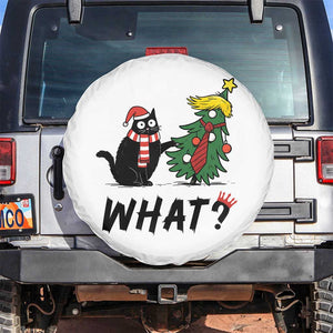 Black Cat What Christmas Spare Tire Cover Anti Trump Protest TS14 No hole White Print Your Wear