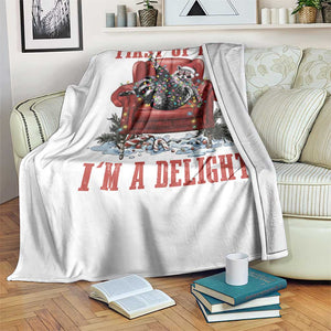 First Of All I Am A Delight Throw Blanket Funny Raccoon Christmas Meme TS14 Print Your Wear
