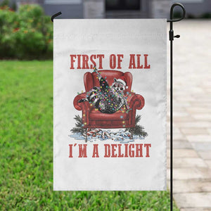 First Of All I Am A Delight Garden Flag Funny Raccoon Christmas Meme TS14 Print Your Wear
