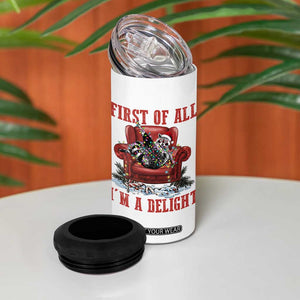 First Of All I Am A Delight 4 in 1 Can Cooler Tumbler Funny Raccoon Christmas Meme TS14 Print Your Wear