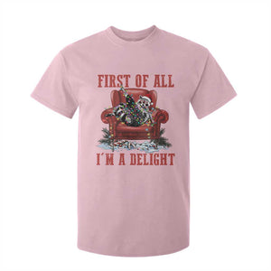 First Of All I Am A Delight T Shirt For Kid Funny Raccoon Christmas Meme TS14 Light Pink Print Your Wear