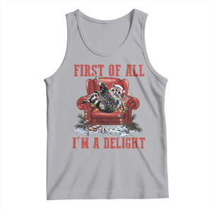 First Of All I Am A Delight Tank Top Funny Raccoon Christmas Meme - Print Your Wear