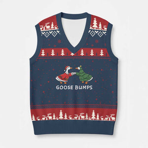 Christmas Goose Bumps Holiday Season V-Neck Knit Sweater Vest TS14 Navy Red Print Your Wear