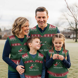 Christmas Goose Bumps Holiday Season V-Neck Knit Sweater Vest TS14 Red Green Print Your Wear