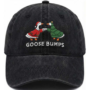 Christmas Goose Bumps Holiday Season Washed Cotton Baseball Cap TS14 Washed Cap Universal Fit Black Print Your Wear