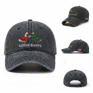 Christmas Goose Bumps Holiday Season Washed Cotton Baseball Cap TS14 Washed Cap Universal Fit Dark Gray Print Your Wear