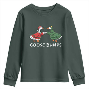 Christmas Goose Bumps Holiday Season Youth Sweatshirt TS14 Dark Forest Green Print Your Wear