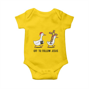 Christian Christmas Goose Baby Onesie Off To Follow Jesus TS14 Daisy Print Your Wear