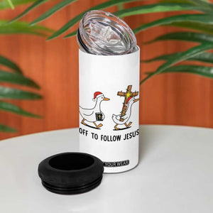 Christian Christmas Goose 4 in 1 Can Cooler Tumbler Off To Follow Jesus TS14 Print Your Wear