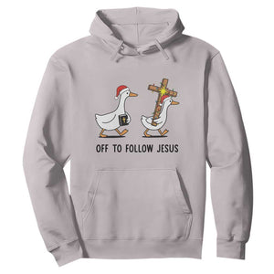 Christian Christmas Goose Hoodie Off To Follow Jesus TS14 Ice Gray Print Your Wear