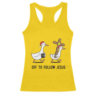 Christian Christmas Goose Racerback Tank Top Off To Follow Jesus TS14 Daisy Print Your Wear