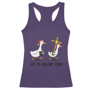 Christian Christmas Goose Racerback Tank Top Off To Follow Jesus TS14 Purple Print Your Wear