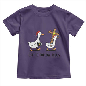Christian Christmas Goose Toddler T Shirt Off To Follow Jesus TS14 Purple Print Your Wear
