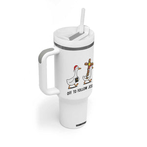 Christian Christmas Goose Tumbler With Handle Off To Follow Jesus TS14 Print Your Wear