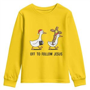 Christian Christmas Goose Youth Sweatshirt Off To Follow Jesus TS14 Daisy Print Your Wear