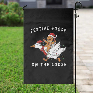 Festive Goose On The Loose Christmas Garden Flag Funny Goose Gingerbread Xmas TS14 Print Your Wear
