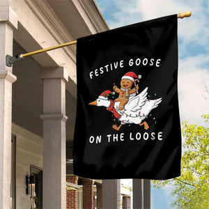 Festive Goose On The Loose Christmas Garden Flag Funny Goose Gingerbread Xmas TS14 Print Your Wear