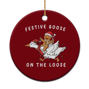 Festive Goose On The Loose Christmas Ceramic Ornament Funny Goose Gingerbread Xmas TS14 1pc Red Print Your Wear