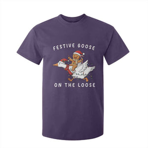 Festive Goose On The Loose Christmas T Shirt For Kid Funny Goose Gingerbread Xmas TS14 Purple Print Your Wear