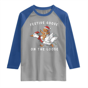 Festive Goose On The Loose Christmas Raglan Shirt Funny Goose Gingerbread Xmas TS14 Sport Gray Royal Print Your Wear