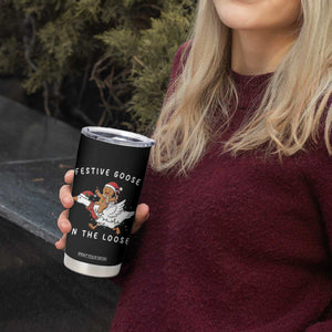 Festive Goose On The Loose Christmas Tumbler Cup Funny Goose Gingerbread Xmas TS14 Print Your Wear