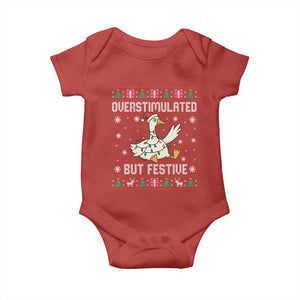 Funny Silly Goose Christmas Baby Onesie Overstimulated But Festive TS14 Red Print Your Wear