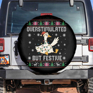Funny Silly Goose Christmas Spare Tire Cover Overstimulated But Festive TS14 No hole Black Print Your Wear