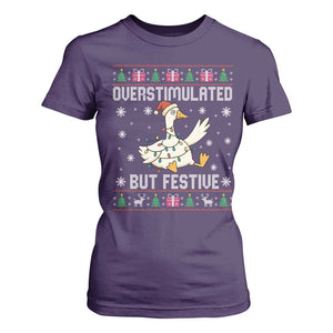 Funny Silly Goose Christmas T Shirt For Women Overstimulated But Festive TS14 Purple Print Your Wear
