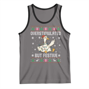 Funny Silly Goose Christmas Tank Top Overstimulated But Festive TS14 Deep Heather Black Print Your Wear