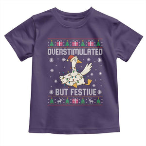 Funny Silly Goose Christmas Toddler T Shirt Overstimulated But Festive TS14 Purple Print Your Wear