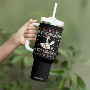 Funny Silly Goose Christmas Tumbler With Handle Overstimulated But Festive TS14 Print Your Wear