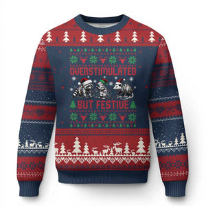 Possum Xmas Ugly Christmas Sweater Funny Overstimulated But Festive TS14 Navy Red Print Your Wear