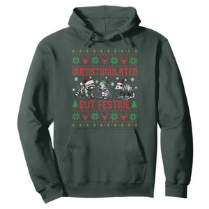 Possum Christmas Hoodie Funny Overstimulated But Festive TS14 Dark Forest Green Print Your Wear