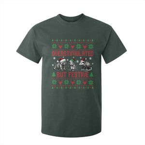 Possum Christmas T Shirt For Kid Funny Overstimulated But Festive TS14 Dark Forest Green Print Your Wear
