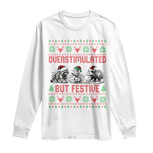 Possum Christmas Long Sleeve Shirt Funny Overstimulated But Festive TS14 White Print Your Wear