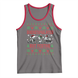 Possum Christmas Tank Top Funny Overstimulated But Festive TS14 Deep Heather Red Print Your Wear