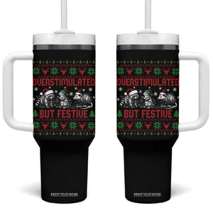 Possum Christmas Tumbler With Handle Funny Overstimulated But Festive TS14 One Size: 40 oz Black Print Your Wear