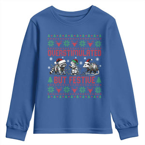 Possum Christmas Youth Sweatshirt Funny Overstimulated But Festive TS14 Royal Blue Print Your Wear