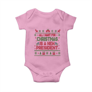 All I Want For Christmas Is A New President Baby Onesie Funny Democrat Christmas TS14 Light Pink Print Your Wear