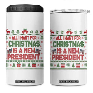 All I Want For Christmas Is A New President 4 in 1 Can Cooler Tumbler Funny Democrat Christmas TS14 One Size: 16 oz White Print Your Wear