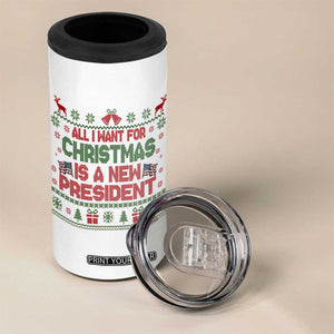 All I Want For Christmas Is A New President 4 in 1 Can Cooler Tumbler Funny Democrat Christmas TS14 Print Your Wear