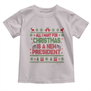 All I Want For Christmas Is A New President Toddler T Shirt Funny Democrat Christmas TS14 Ice Gray Print Your Wear